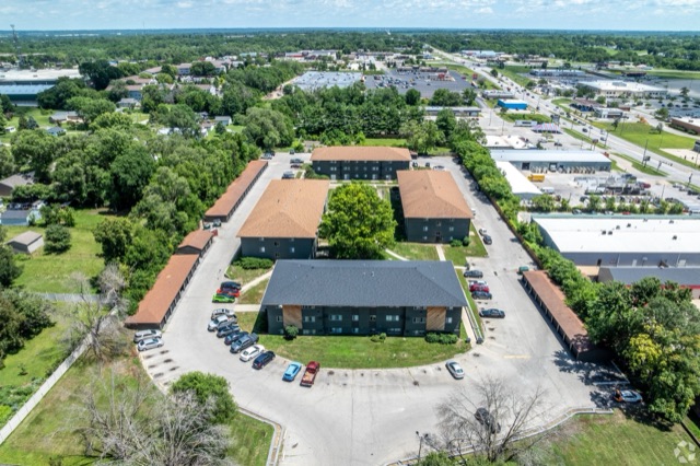 Aerial view of The Oaks and the surrounding south-side neighborhood